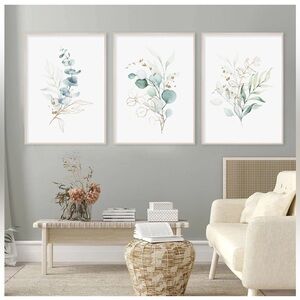 Botanical Eucalyptus Wall Art Set - Green Watercolor Prints
